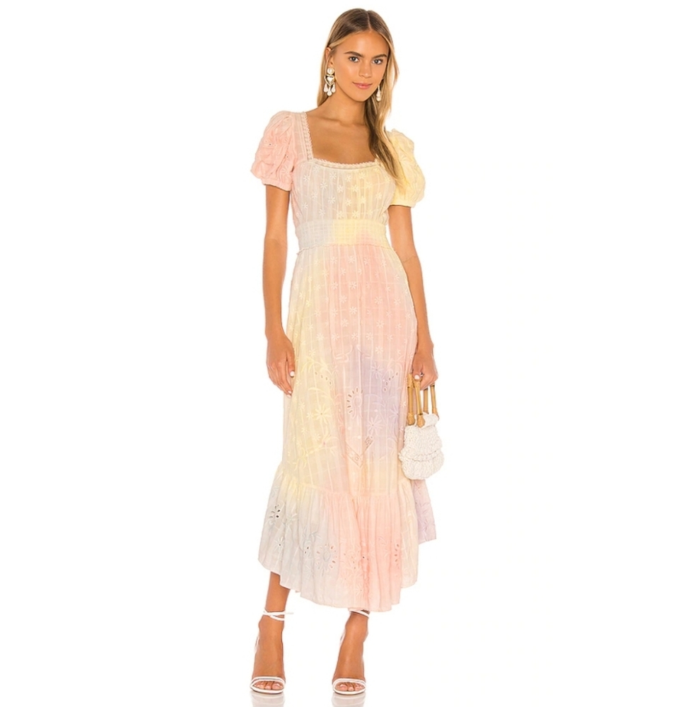 Loveshackfancy Begonia Multicolored Long Dress Med - image 1